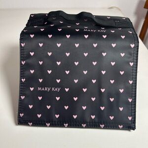 Mary Kay Black Cosmetic Case with Pink Heart Print